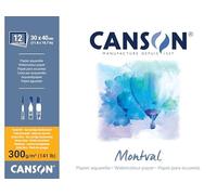 Canson-Infinity Papel de acuarela Montval - Prensado en frío 300 g - Bloc 4 lados 30x40cm 12 hojas