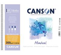 Canson Papel de acuarela Montval Prensado en frío 300gsm Espiralado lado corto 32x41 cm 12 hojas