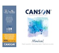 Canson Montval, Papel para Acuarela, Grano Fino, 300g, Hoja, A2-42x59,4cm, Blanco Crema