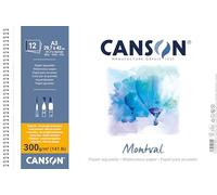 CANSON Montval, Papel para acuarela, Grano Fino, 300gsm, 141lb, Hoja, A3-29,7x42cm, Negro Carbón
