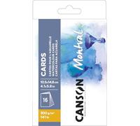 Canson Montval, Papel para Acuarela, Grano Fino, 300gsm, Caja, 10,5x14,8cm, Blanco, 16 hojas
