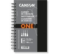 Canson One Art Book, Cuaderno de esbozo, Grando ligero, 100g, Cuaderno espiralado, 14x21,6cm, Blanco, 80 hojas