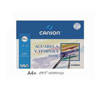 Canson Papel Acuarela y Tempera Basik A4+, Papel de acuarela, Grando , 370gsm, , 24x32cm, natural, 6 hojas