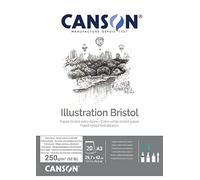 Canson Papel Bristol Extra Suave 250 g A3 (29,7x42cm) Extra Blanco 20 hojas Encolado corto