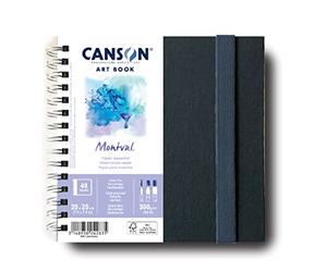 Canson Professional Book, Papel Acuarela, Grano Fino, 300g, Cuaderno Espiral, 20x20cm, Blanco, 24 hojas