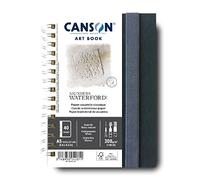 Canson Professional Book, Papel Acuarela, Grano Fino, 300g, Cuaderno Espiral, A5-14,8x21cm, Blanco Natural, 20 hojas