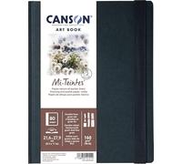 Canson Professional Book, Papel de colores para dibujo, Doble cara: grano nido de abeja y grano fino, 160g, Cuaderno cosido, Tapa dura, 21,6x27,9cm, Blanco, 40 hojas