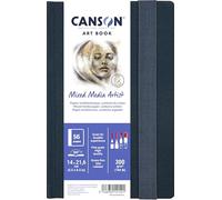 Canson Professional Book. Papel multitécnicas, Grano Fino, 300g, Cuaderno Cosido, Tapa Dura, 14x21.6cm, Blanco, 28 Hojas