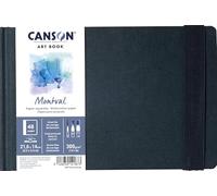 Canson Professional Book, Papel para Acuarela, Grano Fino, 300g, Cuaderno Cosido, Tapa Dura, 21,6x14cm, Blanco, 24 Hojas