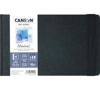 Canson Professional Book, Papel para Acuarela, Grano Fino, 300g, Cuaderno Cosido, Tapa Dura, 25x15cm, Blanco, 24 Hojas