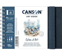 Canson Professional Book, Papel para Acuarela, Grano Fino, 300g, Cuaderno Espiral, A5 Apaisado, Blanco, 24 hojas