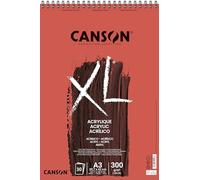 Canson XL Acrylic, Papel para acrílico, Lienzo, 300gsm, Bloc con espiral lado corto, A3 (29,7x42cm), Blanco, 30 hojas