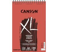 Canson XL Acrylic, Papel para acrílico, Lienzo, 300gsm, Bloc con espiral lado corto, A4 (21x29,7cm), Blanco, 30 hojas