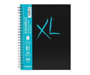 Canson XL Art Book, Papel Acuarela, Grano Fino, 300gsm, Cuaderno Espiral, A5-14,8x21cm, Blanco, 34 hojas