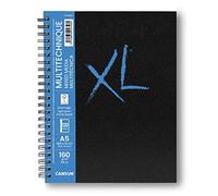 Canson-Infinity Cuaderno espiral XL – Papel multitécnica, grano suave 160 g/m², A5, 60 hojas, blanco