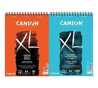 Canson XL Croquis Fino 90g Álbum Espiral Microperforado A4 120H & XL Aquarelle, Álbum Espiral Microperforado, A4, 30 Hojas, Grano Fino 300g
