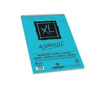 Canson XL Papel de Acuarela A3, Prensado en frío, 300g, Espiralados sobre el lado corto, 29,7x42cm, Blanco, 30 Hojas
