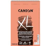 Canson XL, Papel de bocetos extra blanco, Grano fino, 90g, Espiralados sobre el lado corto, A5-14,8x21cm, Extra Blanco, 60 Hojas