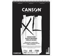 Canson XL Papel de dibujo negro doble cara granulada y lisa 150 g A3 40 hojas