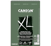 Canson XL, Papel de dibujo reciclado, Grano atenuado Fino, 160g, Espiralados sobre el lado corto, A5-14,8x21cm, Blanco, 30 Hojas