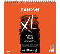 Canson XL, Papel de esbozar, Grano fino, 90g, Espiralados sobre el lado corto, 30x30cm, Marfil, 120 hojas