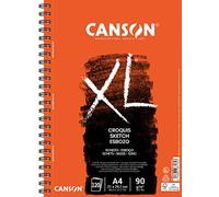Canson XL, Papel de esbozar, Grano fino, 90g, Espiralados sobre el lado corto, A4-21x29,7cm, Marfil, 120 hojas