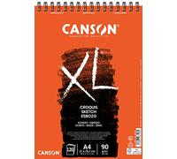Canson XL, Papel de esbozar, Grano fino, 90gsm, Espiralados sobre el lado corto, A4-21x29,7cm, Marfil, 120 hojas