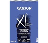 Canson XL Textured, Papel Mixed Media, Grano medio, 300g, Espiralados sobre el lado corto, A2-42x59,4cm, Blanco, 15 Hojas
