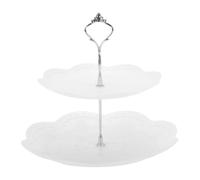 CAPASTEC Soporte Para Cupcakes 2 Niveles Blanco Plateado 1 Set | Material PP, Para Bodas, Fiestas, Baby Shower, Altura 22.5cm, Bandeja 20.5cm, 26cm, Fácil Montaje, Ajustable, Ahorra Espacio