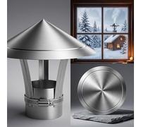 Caperuza Salida Humos Tapa Chimenea Acero Inoxidable Sombrerete Antiviento Protector Tubo Estufa Sombrero de Techo Antilluvia Cubierta Ventilación Exterior Fácil Mantenimiento(160mm)
