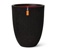 Capi Europe - Jarrón Elegant bajo Groove NL - 34x46 - Negro - Apertura Ø27 - Maceta para Uso Interior y Exterior - Made in Holland - KGVBL782