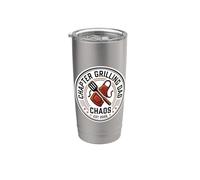 Capítulo Grilling Dad Caos Est 2026 Humor Divertido Vaso térmico de acero inoxidable de doble pared