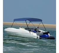 Capota para barcos Bimini Top azul marino de 2 arcos, 180 x 150 x 110 cm | Poliéster resistente a la intemperie, marco de aluminio estable, incluye funda protectora