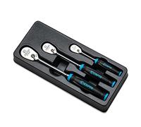 Capri Tools - Juego de llaves de carraca de 90 dientes, mango blando ergonómico, 6,35 mm, 9,5 mm, 12,7 mm 3 llaves de carraca.