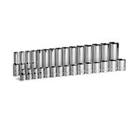 Capri Tools Juego de llaves de vaso cromadas poco profundas y profundas, 6 puntas, 8 a 22 mm, 30 piezas