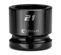 Capri Tools Llave de vaso de impacto gruesa de 21 mm, unidad de 1/2 pulgada, 6 puntos, métrica (CP55421)