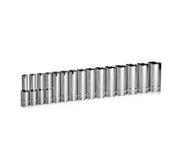 Capri Tools Set de llaves de vaso largas cromadas de 3/8" (9,53 mm) de inserción, 6 puntas, de 8 a 22 mm, 15 piezas