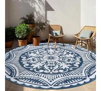 Capslpad Alfombra de exterior de 6 x 6 pies para patio, reversible, redonda, portátil, de plástico, impermeable, bohemia, para interiores y exteriores, para caravana, camping, picnic, piscina, tienda