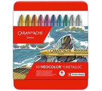 Caran D’ Ache Metálico Neocolor I 10 Cera Pasteles - Impermeable, Surtido Colo