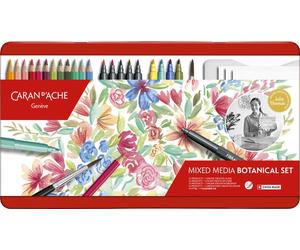 CARAN D'ACHE 3000123, Set de medios mixtos CARAN D'ACHE, colección botánica, 24 piezas