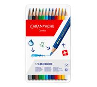 Caran D'Ache Fancolor 12 Soluble en Agua Color Lápices Artista Dibujo Lata Set