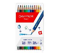 Caran D'Ache Fancolor 12 Soluble en Agua Color Lápices Artista Dibujo Lata Set