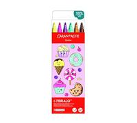 Caran d'Ache Fibralo Kawaii 0185.802 - Juego de 6 rotuladores de colores lavables para niños, lápices de dibujo escolar creativo
