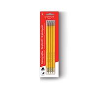 Caran d'Ache Juego de 4 lápices de madera amarilla con goma de borrar HB, blíster, tamaño: aprox. 14 cm, 0351.372, multicolor