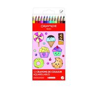 Caran d'Ache Kawaii Swisscolor - Lápices de colores solubles en agua, caja de cartón con 12 colores surtidos, Candy World, dibujo infantil, colorear, lápiz artístico, escuela, suministros de papelería