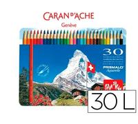 Caran d'ache Lápices de colores acuarelables, caja metálica de 30 colores surtidos