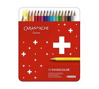 Caran d'Ache Lápices de color suizo 1284-718 a base de aceite, 18 colores en lata metálica