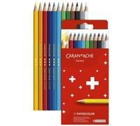 Caran d'Ache Swisscolor - Estuche de cartón con 12 lápices de colores resistentes al agua