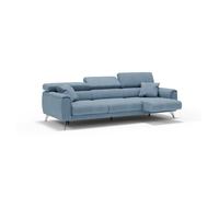 Caravaggio sofá de 3 plazas extensibles con reposacabezas ajustables en tejido impermeable 244 cm azul pastel