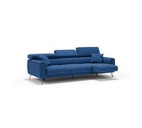 Caravaggio sofá de 3 plazas extensibles con reposacabezas ajustables en tejido impermeable 244 cm azul
